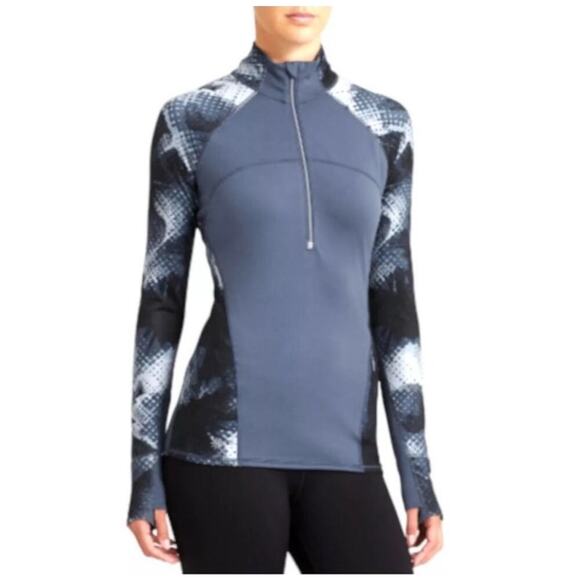 Athleta Running Wild 2.0 Electro Blue Quarter Zip Long Sleeve Jacket - Picture 1 of 7